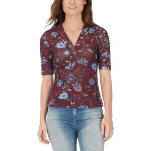 William Rast Womens Erica Printed Short Sleeve Top Size XS